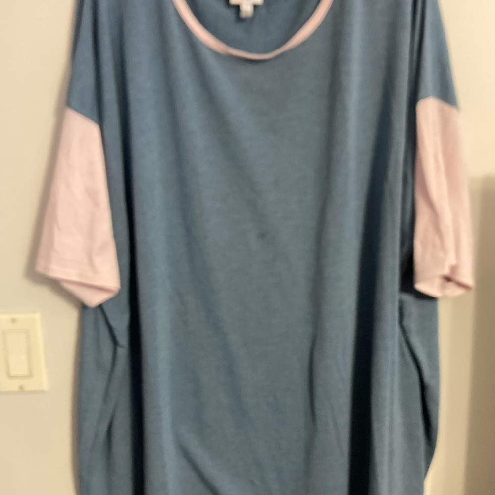 LulaRoe Blue and Pink Short Sleeve Top